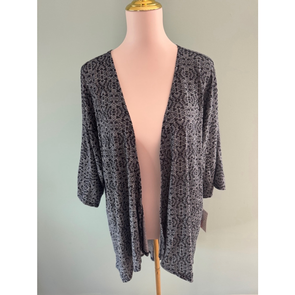 Women's LuLaRoe Lindsay Cardigan Size S Gray Black